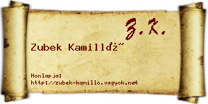 Zubek Kamilló névjegykártya